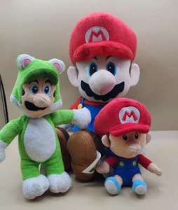 Super Mario Brothers Plush/ Stuffed- Lot of 3- Cat suit Luigi, Baby Mario, Mario - Picture 1 of 13