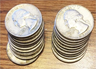 $5.00 FV US Constitutional "Junk" Silver 90% Silver -- 20 Pre-1965 Quarters - Image 1 of 2