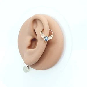 Daith Crystal Chirurgenstahl Ring Helix Knorpel Piercing Reifen Roségold Opal - Bild 1 von 2