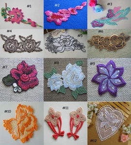 2 Pieces Colorful Flower Venice Lace Applique zha3 - Picture 1 of 13