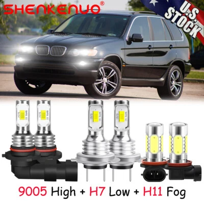 Kit combinado de bombillas LED altas bajas + antiniebla 6000K para BMW X5 2002-2004 Foto 1 de 4