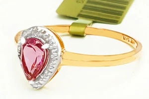 ANILLO DE ORO MACIZO DE 10K ZAFIRO ROSA Y DIAMANTES GENUINO 0,65 quilates - Valoración gratuita - Imagen 1 de 7