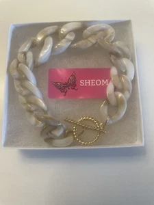 Plus Size Bracelet Link Toggle Off White with Beige by Sheoma NWT - Picture 1 of 4