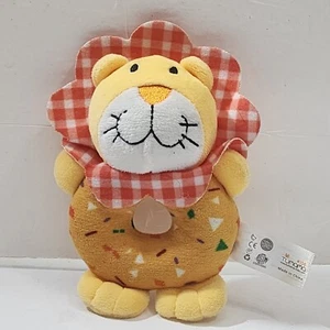 Tumama Kids LION Ring Rattle Doughnut Sprinkles Plush Red Gingham 6" - Picture 1 of 3