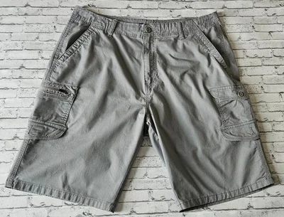 INDIGO BEAST Cargo Shorts Men 38 Gray Khaki Zip Pocket Utility Bermuda - Image 1 of 4