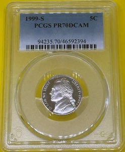 1999 S 5C Jefferson Nickel Proof PCGS PR70 DCAM - Picture 1 of 4