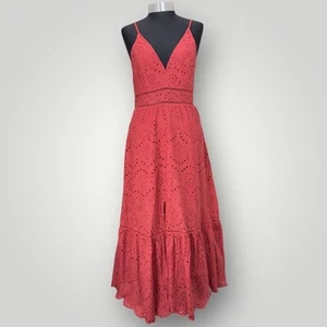 Maxi abito Simplee occhielli scollo a V senza maniche orlo arricciato 100% cotone donna tg M - Foto 1 di 9