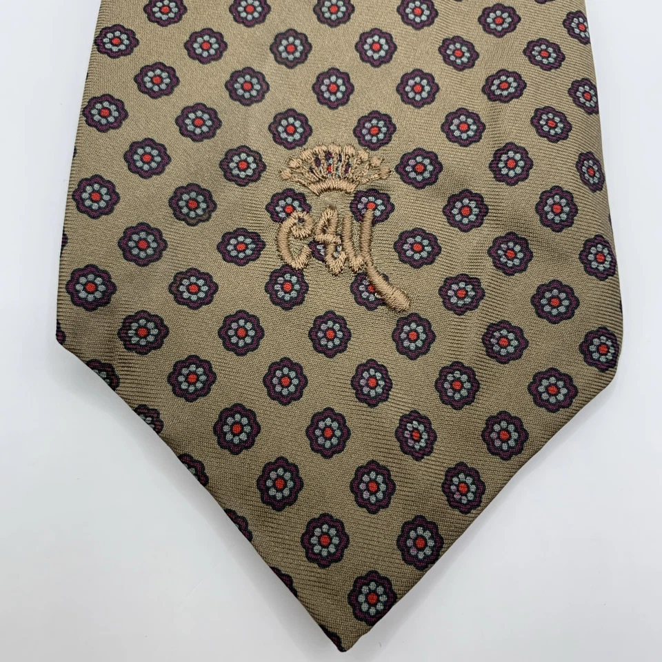 "Corbata Condesa Mara Bordada Logo Marrón Flor Medallón Patrón 55 X 3.25""" Foto 1 de 4