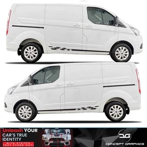 Checkered Side Stripes Decal Stickers Vinyl Kit Fit Ford Transit Custom SWB Van - Picture 1 of 2