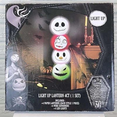 Набор из 4 светящихся бумажных фонарей Nightmare Before Christmas Sally Jack 30th Anniv - Изображение 1 из 4