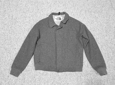 Винтажный North Face серый мужской L 100% шерсти Bomber стиль куртка сделано в США - Изображение 1 из 4