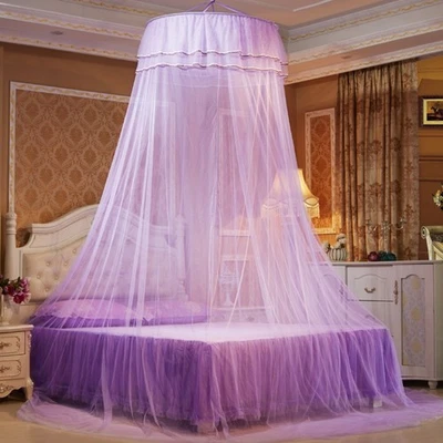 Elegant Mosquito Lace Bed Ne Mesh Canopy Princess Round Bedding Net Pink Purple - Изображение 1 из 4