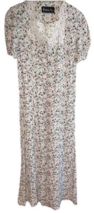 Vntg Cute All That Jazz Long Dress 9/10 Floral Cottage Core USA Made - Picture 1 of 12