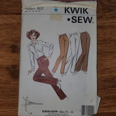 Kwik Sew#407.  Misses  Jeans Pattern.  Sizes 14 - 20. Printed 1973. UNCUT - Image 1 of 2