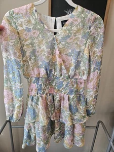 Bardot Junior Girls Bella Floral Print Shirred Dress/ Multi-Color/Floral - Sz 12 - Picture 1 of 5
