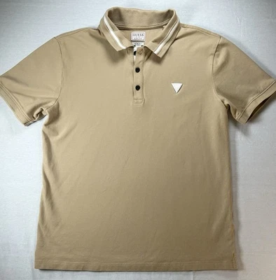 Guess Eco Lyle Men's Tan Polo Shirt - Slim Fit Large - Image 1 of 4