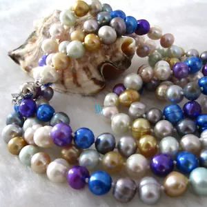 50" 6-8mm Multi Color Freshwater Pearl Necklace Strand Jewelry B - Bild 1 von 4