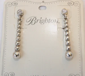 New Brighton Meridian Petite Silver & Crystal Post Drop Earrings - Picture 1 of 2