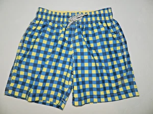NWT Michael's Boys Blue & Yellow Gingham Swim Trunks Shorts sz 8A - Picture 1 of 4