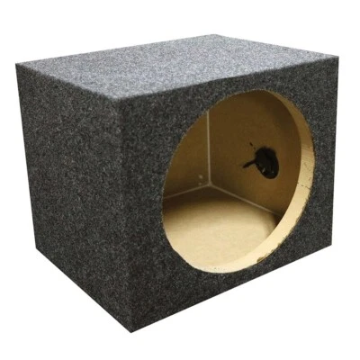 Q POWER SINGLE 12" 12 INCH HOLE SEALED EMPTY SUBWOOFER ENCLOSURE CARPETED BOX