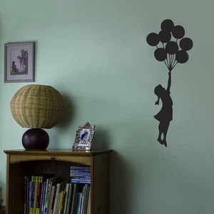 FLYING BALLOON GIRL BANKSY Vinyl Wall Sticker Art Decal Words Lettering DIY - Picture 1 of 2