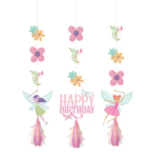 Fairy Forest Party Supplies Hanging String Cutouts & Tassels 3Pk Decoration Girl - Picture 1 of 1