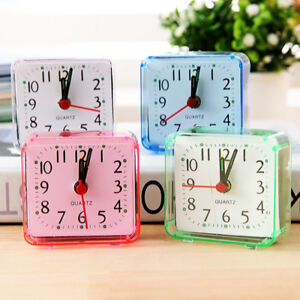 1x Modern Mini Quartz Clocks Travel Alarm Clock Bedroom Home Table Clock  .FAW6