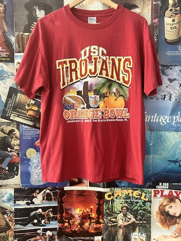 Vintage 2003 USC Trojans Fed Ex Orange Bowl T-Shirt Cover