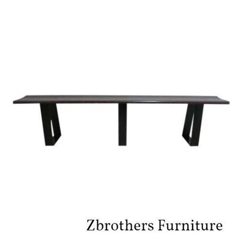7.5 Foot Vintage Mid Century Solid Walnut Steel Floating Bench Seat Industrial Cover