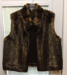 Valerie Stevens Women's Size L/XL Brown Faux Fur Vest Jacket RN#13711 - Picture 1 of 9