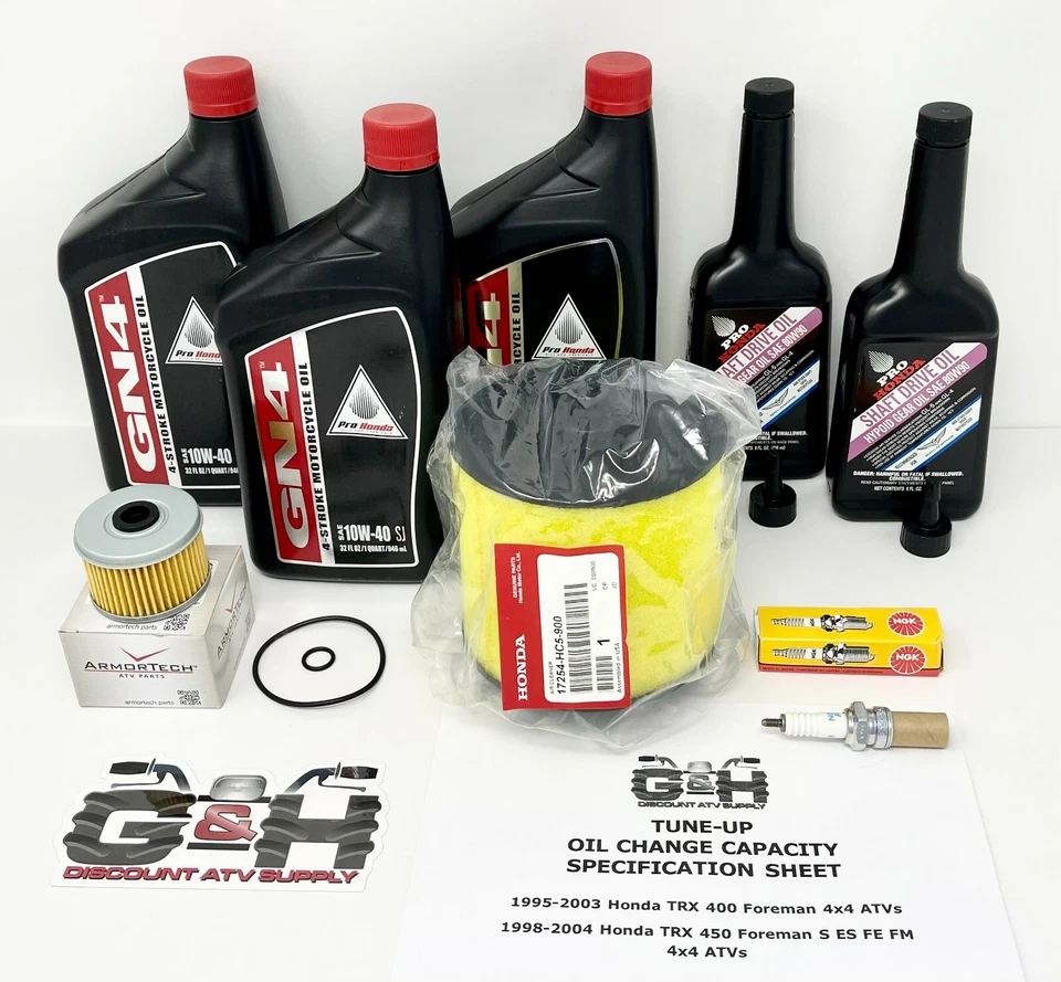 Complete Tune-up Oil Change Maintenance Kit for 1995-2003 Honda TRX 400 Foreman - Image 1 of 1