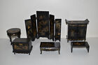 DOLLHOUSE MINIATURES-GROUP OF 6 ORIENTAL FURNITURE-SCREEN-3 TABLES-CABINET-CHEST