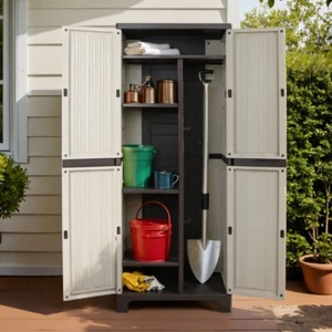 Outdoor Storage Cabinet Garden Sheds Lockable Cupboard Tall Garage Adjustable AU - Picture 1 of 8