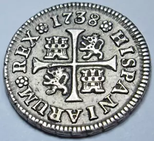 1738 VF-XF Spanish Silver 1/2 Reales Genuine Colonial 1700s Pirate Treasure Coin - Picture 1 of 2