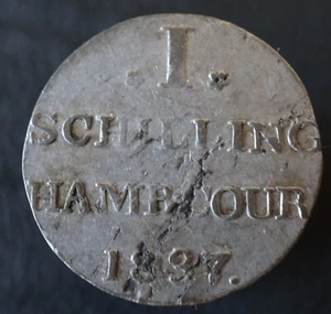 1 schilling 1837 - Original coin KM#546.2 - Hamb:Cour. / HSK - (HAMBURG) -#R131 - Picture 1 of 3