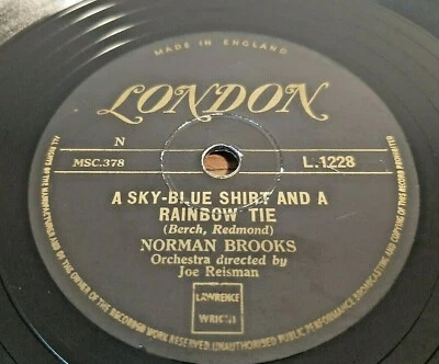 78rpm: Norman Brooks ‎– A Sky-Blue Shirt And A Rainbow Tie - 1954 Jazz VG+ - Image 1 of 4