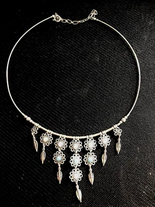 925 Sterlingsilber Native American Türkis Choker mit Mondsteinen - Bild 1 von 3