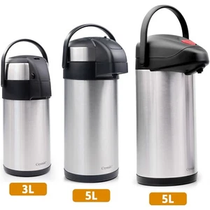 2L/3L/5L Tea Coffee Air Pot Flask Pump Action Vacuum Insulated Carry Handle DIY - Picture 1 of 34