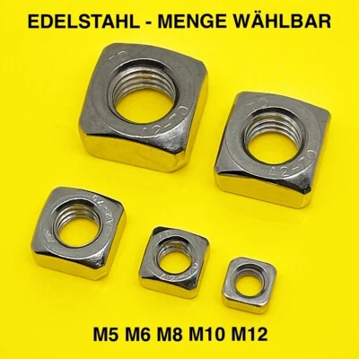VIERKANTMUTTERN EDELSTAHL A2 VA DIN 557 M5 M6 M8 M10 M12 VIERKANTMUTTER ROSTFREI - Bild 1 von 4