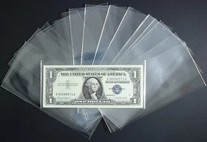 (100) SMALL MODERN SIZE CURRENCY SLEEVES DUPONT MELINEX NO LIP MYLAR HOLDERS - Picture 1 of 4