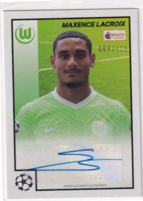 Topps Merlin Heritage 97 2022 Card Football 95 Maxence Lacroix Autograph 60/100 - Image 1 of 2