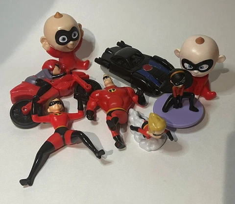 Disney Store The Incredibles 2004 Action Figures Superposable Lot 6” Pixar Toys Cover