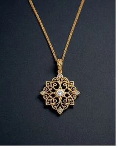 2CT Round Cut Lab-Created Diamond Art Deco Women's Pendent 14K Rose Gold Plated - Picture 1 of 5