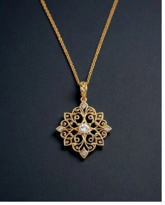 2CT Round Cut Lab-Created Diamond Art Deco Women's Pendent 14K Rose Gold Plated - Image 1 of 4