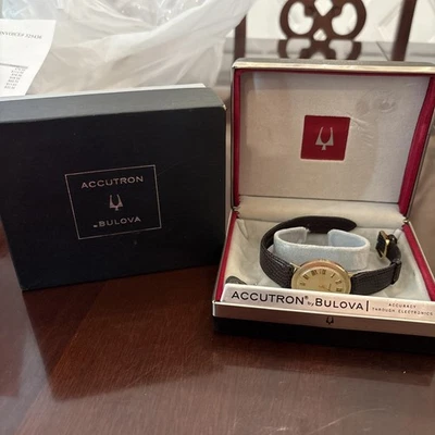 MINT VINTAGE 1970'S MENS BULOVA 2182 ACCUTRON 14K GOLD FILLED WATCH - Image 1 of 4