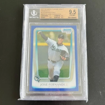 2011 Bowman Chrome Draft 1st Blue Refractors Jose Fernandez /199 BGS 9.5 GEM - Image 1 of 2