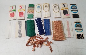 Vintage Sewing Lot Ric Rac J & P Coates Talon Clark 16 pcs + Remnants Trims 3773 - Picture 1 of 10