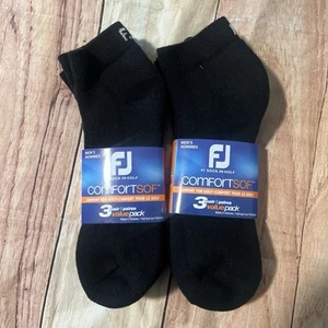 FootJoy Men's ComfortSof Sport Golf Socks 6 Pairs Total Black 7-12 - Picture 1 of 8