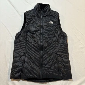 The North Face Mossbud Swirl Reversible Vest Womens L Black Insulated - Picture 1 of 15