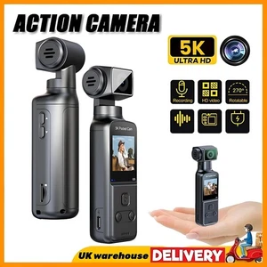 128GB 5K Camera Camcorder Pocket Cam w/ 270° Rotating Lens, External Mic Support - Picture 1 of 10